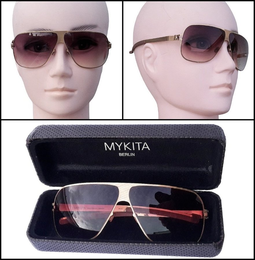 Mykita No1 Hector sunglasses gold frame brown/mulberry lenses + Case Germany