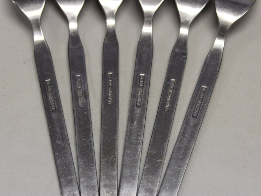 6 Vintage Matgaffel Gaffel Gafflar 18 cm Glabo i Rostfritt