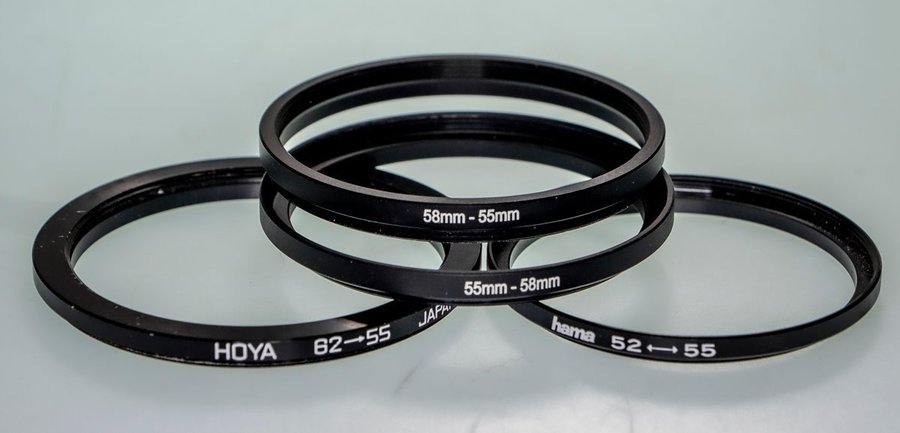 Step-Up Rings 52mm-55mm, 55mm-58mm, 58mm-55mm