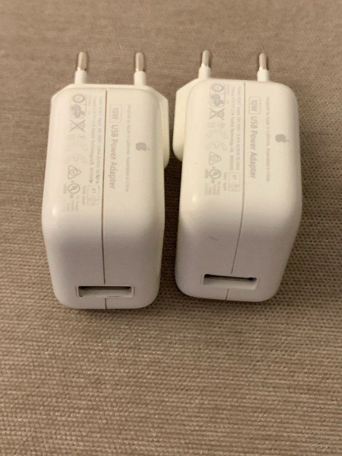 2 st Apple 10W USB-strömadapter