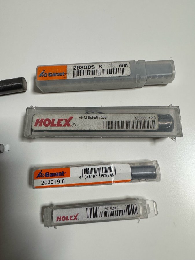 6 x Garant HOLEX VHM Schaftfräser 8mm 10mm 5mm 12mm 2mm Neu OVP