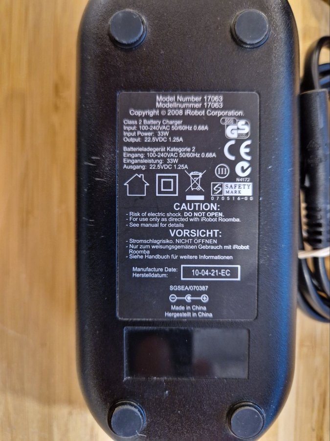 iRobot Roomba AC/DC Adapter DS965-2251250