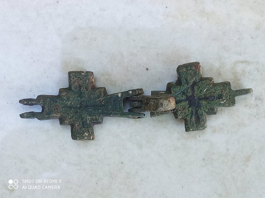 Ancient bronze cross encolpion Kievan Rus 10-12 century