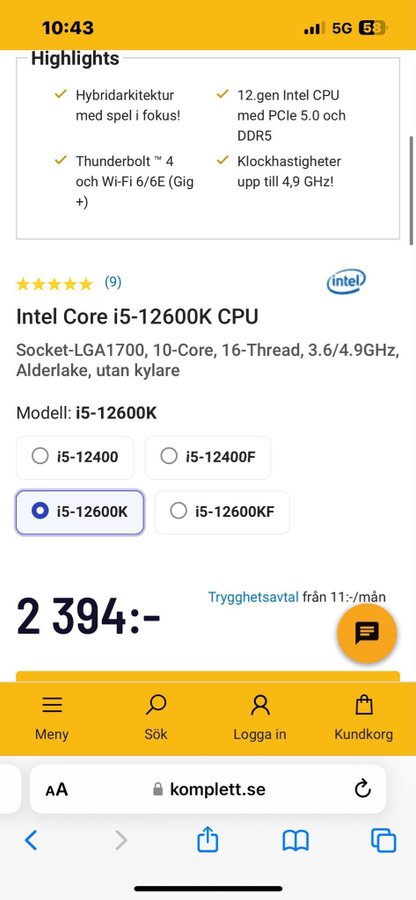 Intel Core i5-12600K CPU