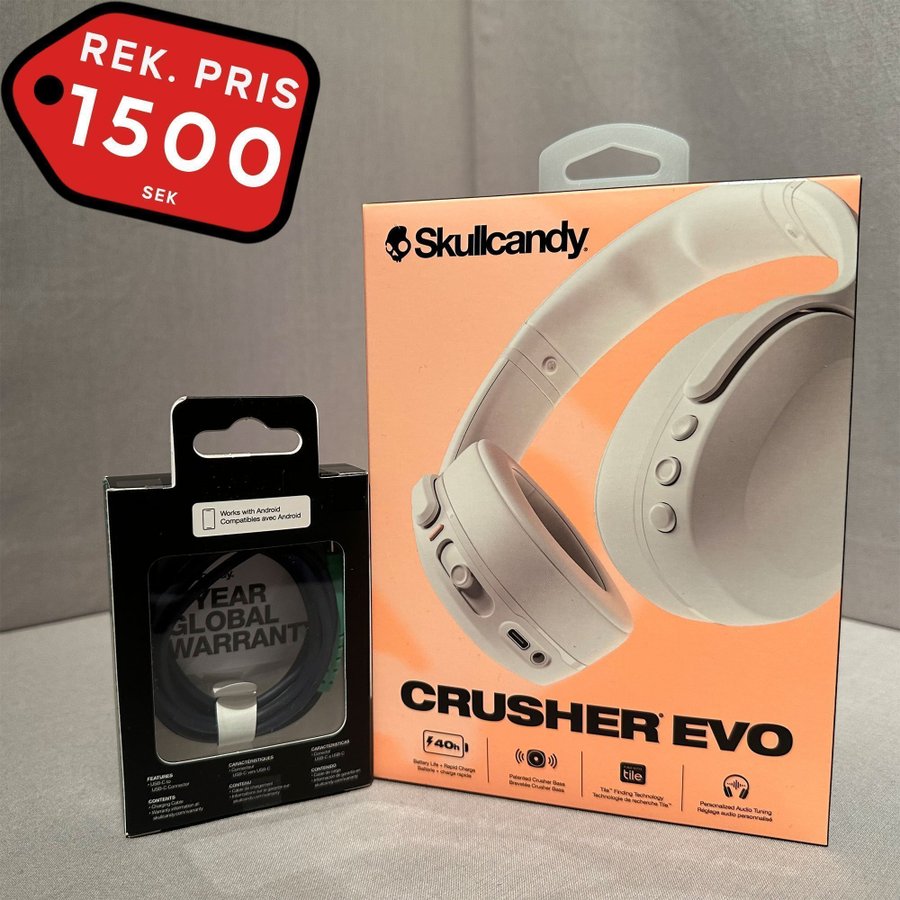 Nya Skullcandy Crusher Evo Wireless Over-Ear Hörlurar - Trådlösa, Bluetooth 5.0