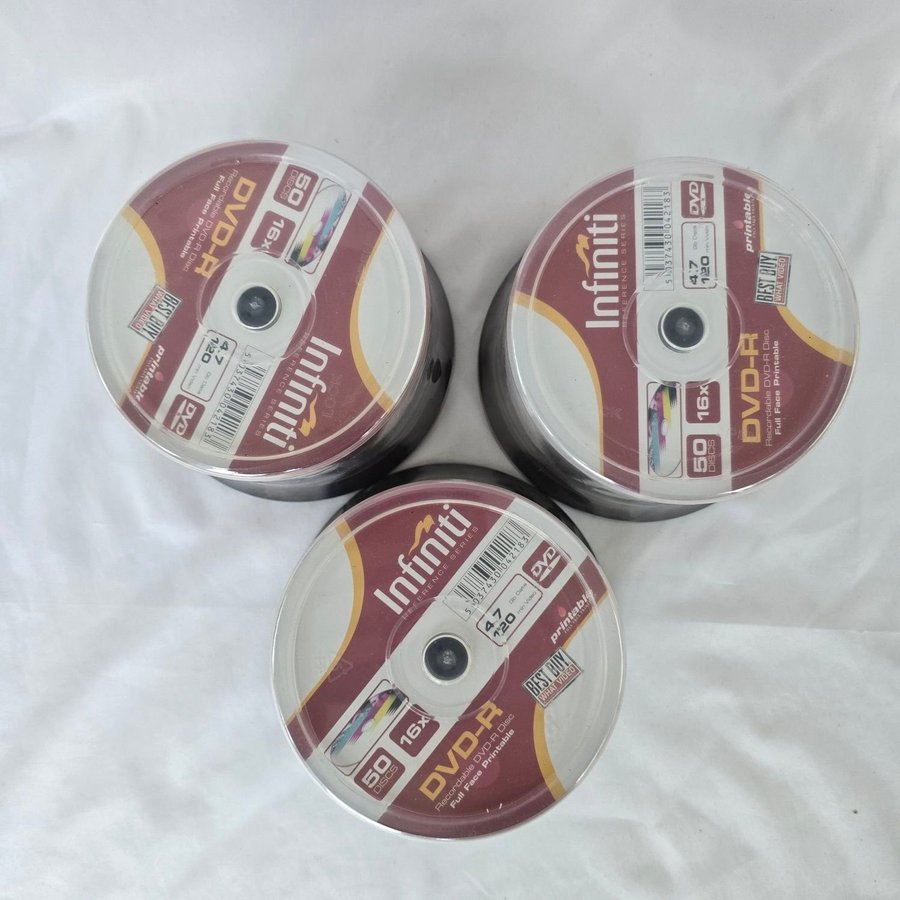 DVD-R - Infiniti - 150 Discs - 4,7 Gb Data - 120 min Video - Full Face Printable