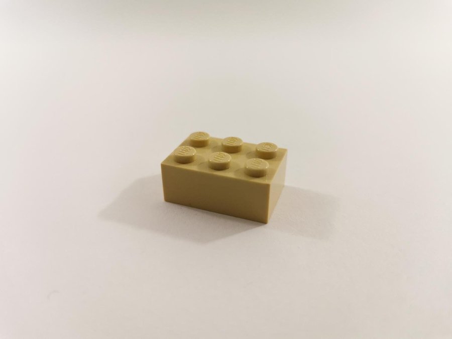 Lego - brick - bas - hög - 2x3 - part 3002 - ljus biege (tan)