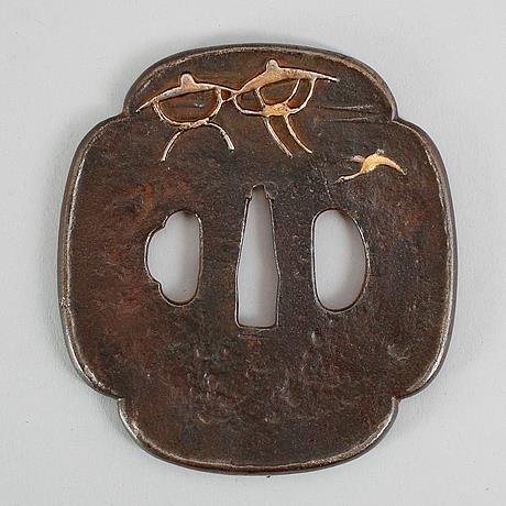 TSUBA Japan 1700-1800 tal Masahiro Dekor av fåglar Storlek ca 85 x 8 cm