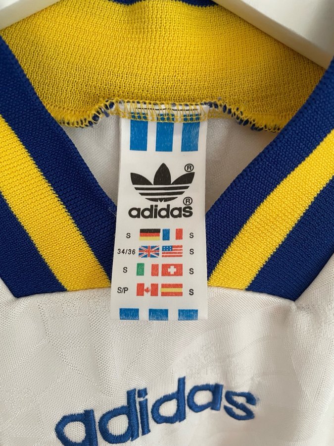 Adidas RETRO Sverige fotbollströja VM 1994, vita bortatröja FRI FRAKT!