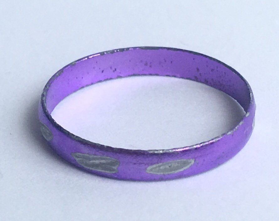 Ovanlig Lila Ring Violett Gredelin Silverfärgad Dekoration Hippie Boho Etno