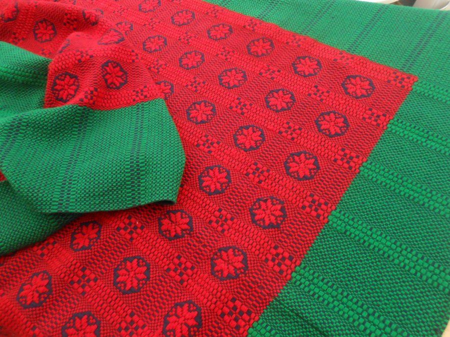 JUGEND/Antik/ Stor handvävd gammal textil/bordsduk/mittsöm/ JUL Advent/130x170