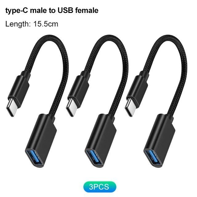 3 stycken Typ C till USB Adapter 30 USB-C 31 Hane OTG A hon