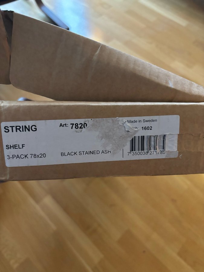 String hyllplan 78x20 svartbetsad ask