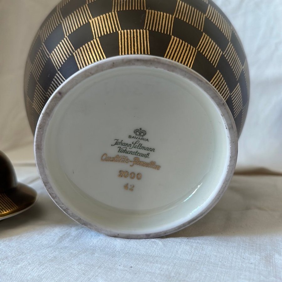 Checkered Porcelain Urna by Johann Seltmann Bavaria