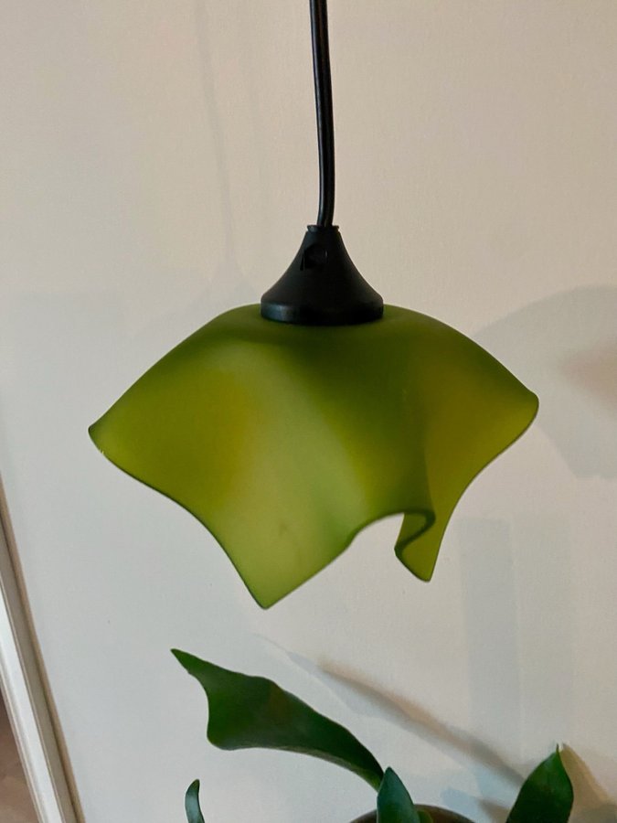 Grön vecker fönsterlampa i glas taklampa midcentury 50-tal?