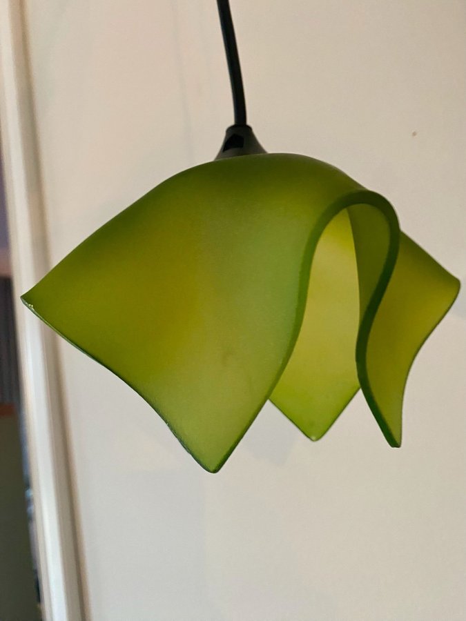 Grön vecker fönsterlampa i glas taklampa midcentury 50-tal?