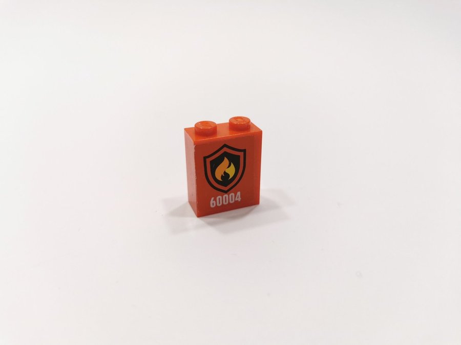 Lego - tryck - klistermärke - bricks - 1x2x2 - 60004 - flamma - röd