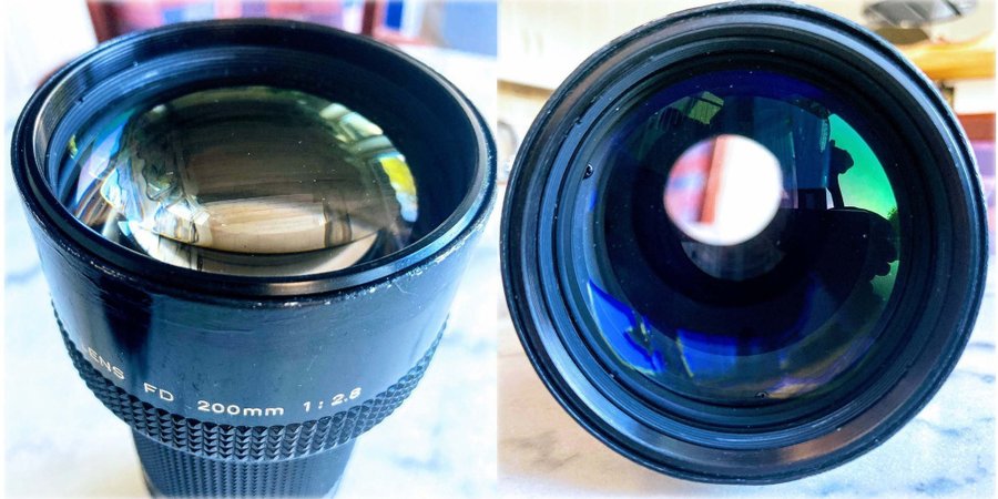 Canon FD FDn 200mm f28 Internal Focus w/ extend Hood newFD 200/28 nFD 200/28