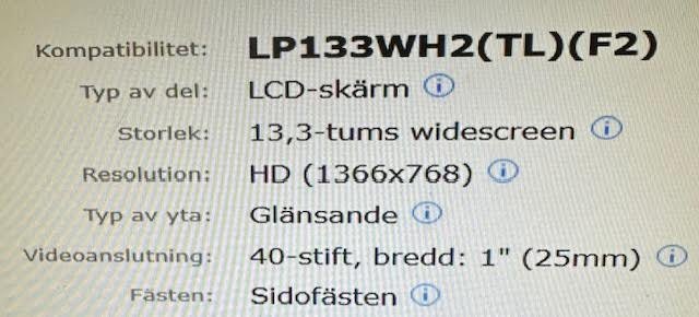 LP133WH2(TL)(F2) LCD-skärm 13,3-tums