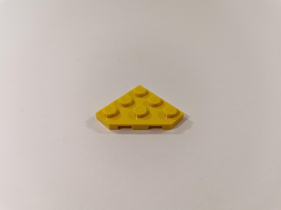 Lego - wedge - vinge - plate - 3x3 - part 2450 - gul