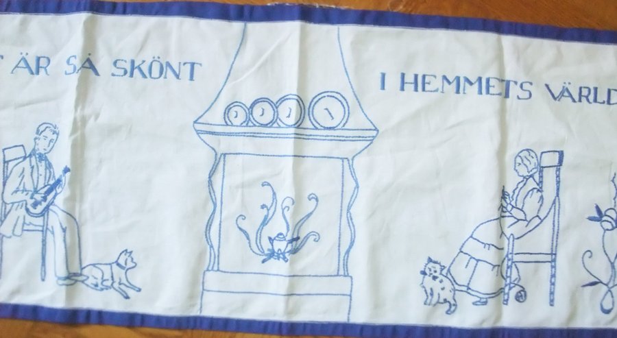 Bonad väggbonad broderi 30-tal 40-tal HEMMETS VÄRLD handarbete vintage retro