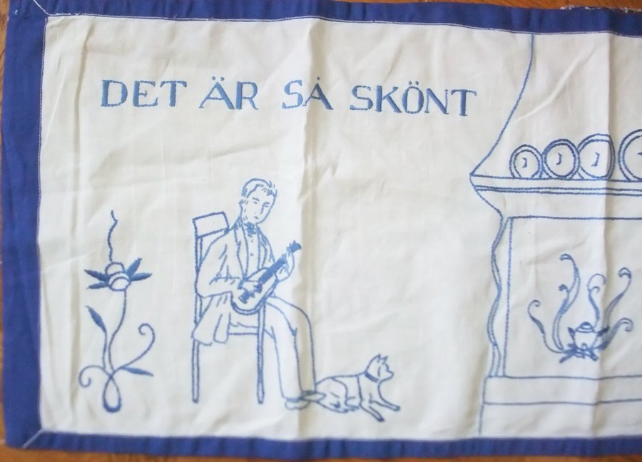 Bonad väggbonad broderi 30-tal 40-tal HEMMETS VÄRLD handarbete vintage retro