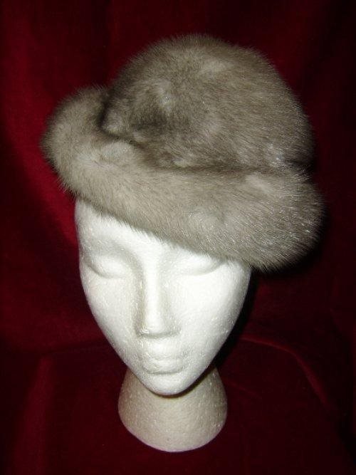 Pälshatt hatt av äkta päls grå mink silvermink vintage 50 tal