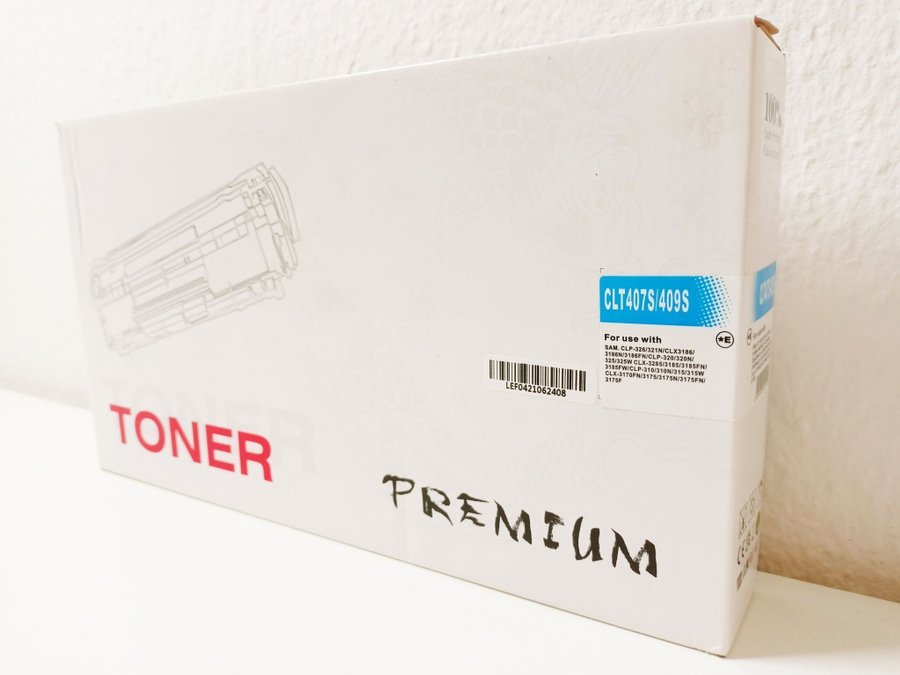 NY OÖPPNAD TONER SAMSUNG FÄRGLASER CLT-407S/409S CYAN