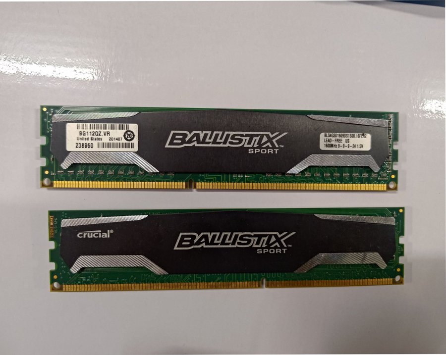 2x 4GB Ballistix Sport 1600MHz DDR3 RAM