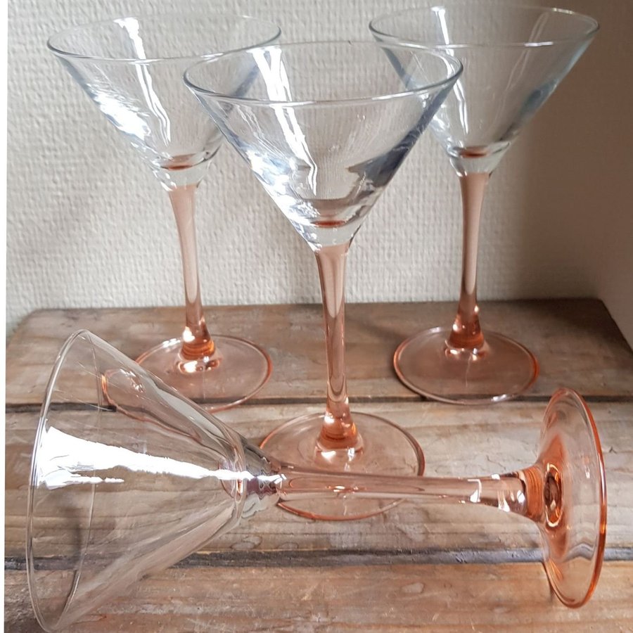 4 st Pink blush Cocktailglas Luminarc France Champagne Martini Retro Vintage