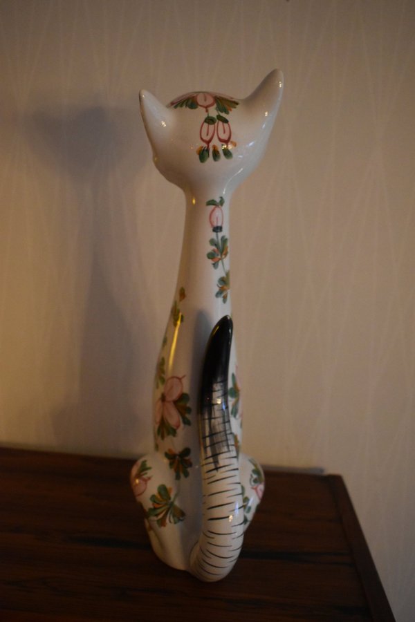 Stor porslinskatt [38 cm hög!!] Retro/Vintage/Porslin/Katt/Italien