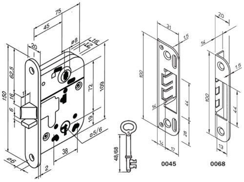 ABLOY 2014 Lock Case For Interior Doors With 1 Key/Nickel