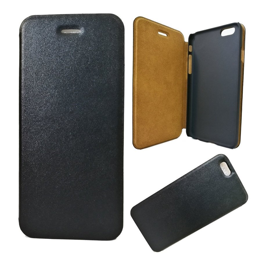 iPhone 6Plus / 6s Plus - Eco-Läder Toppkvalitet Slim Flip Case - Svart