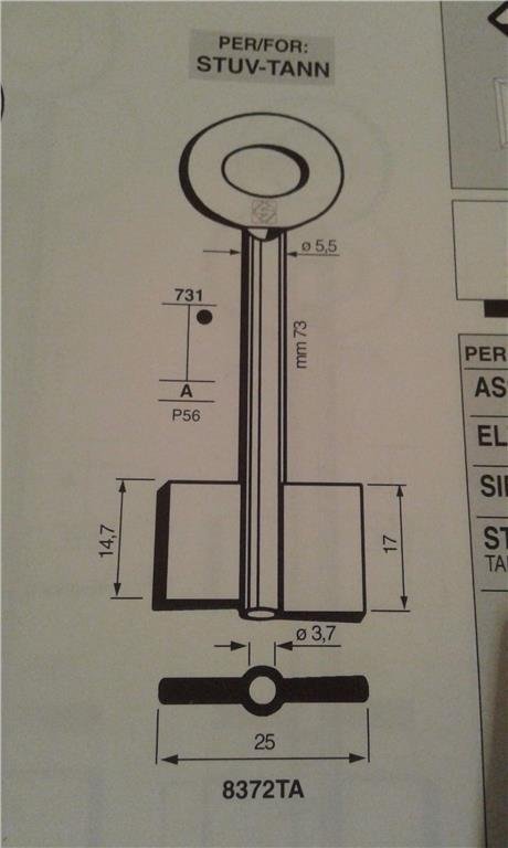 8372 SILCA /Kassaskåpsnycklar/Safe Key Blank/