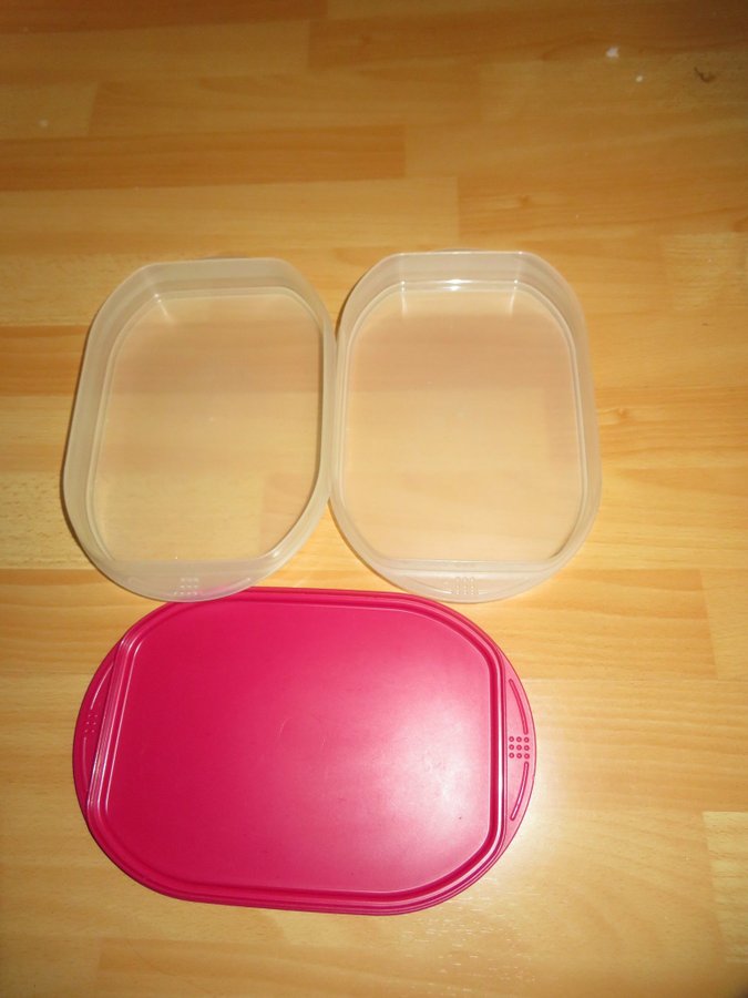 Tupperware Combismart stapelbara burkar med lock pålägg rester fint beg skick