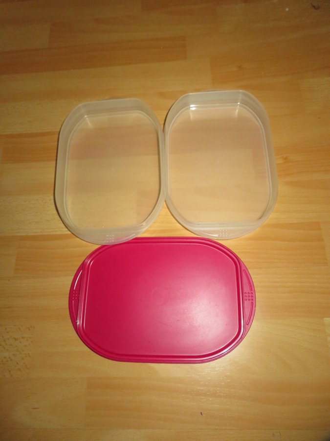 Tupperware Combismart stapelbara burkar med lock pålägg rester fint beg skick