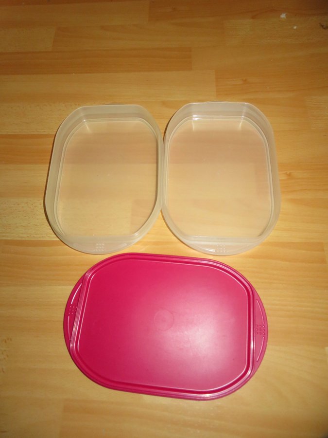 Tupperware Combismart stapelbara burkar med lock pålägg rester fint beg skick