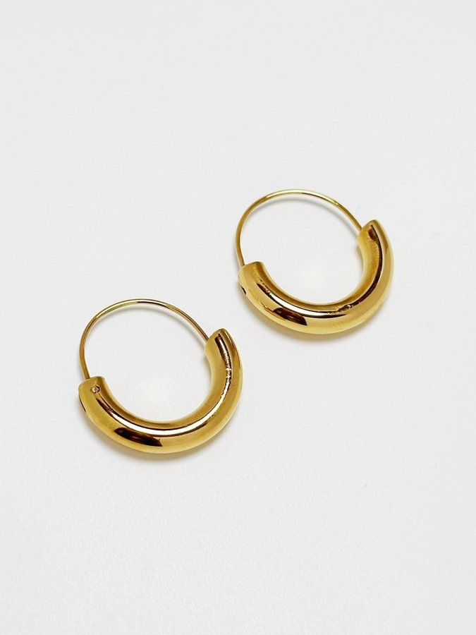 Chunky hoops i stål med 18k guld