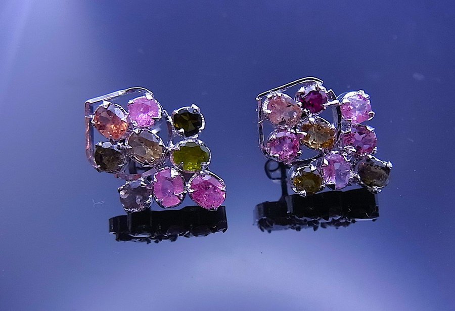 TOURMALINE MULTICOLOR STUD ÖRHÄNGEN 5 karat/ TURMALIN MULTICOLOR OHRSTECKER