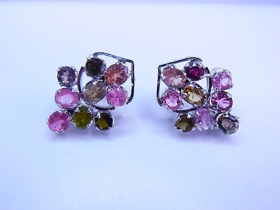 TOURMALINE MULTICOLOR STUD ÖRHÄNGEN 5 karat/ TURMALIN MULTICOLOR OHRSTECKER