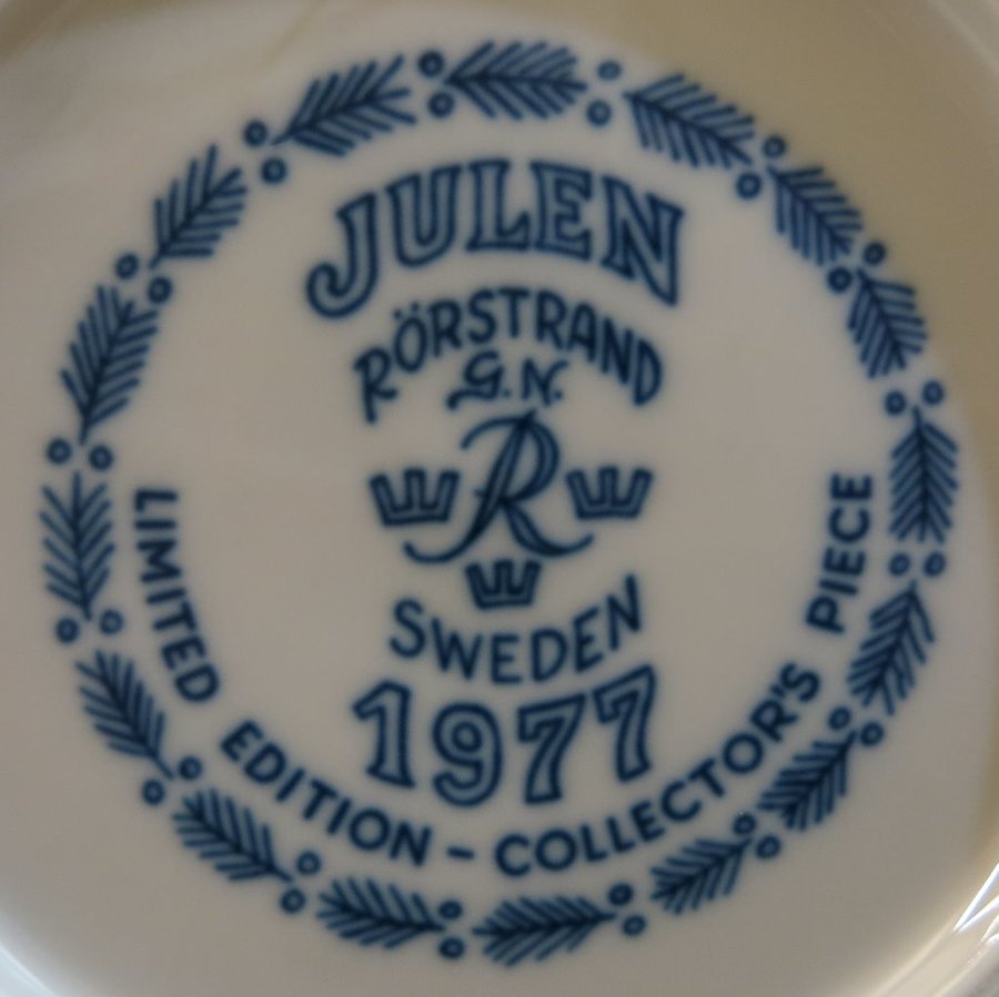 Väggtallrik JULEN 1977 Rörstrand Sweden Design Gunnar Nylund