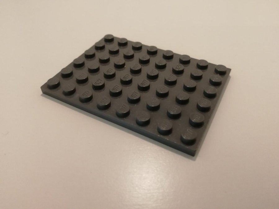 Lego - platta - plate - 6x8 - part 3036 - mörkgrå (bluish)