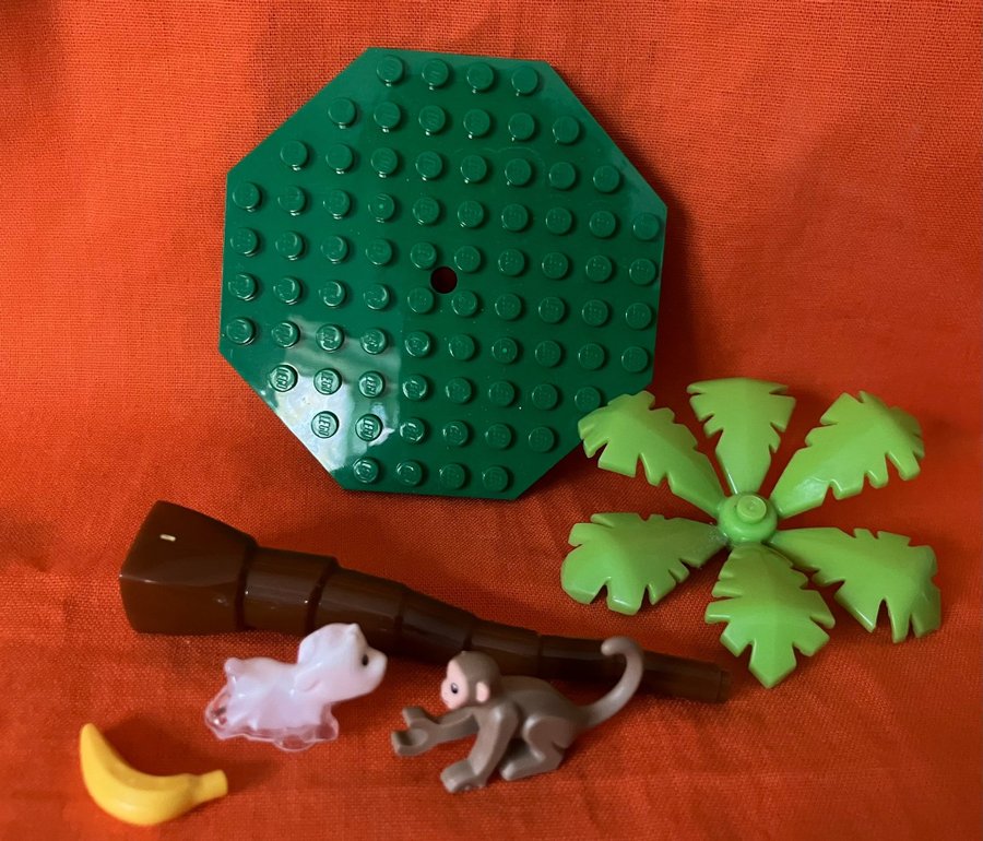 Lego Apa Hund Banan Byggplatta samt Palm