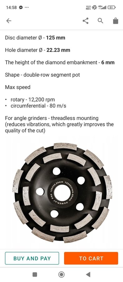 Diamantklinga Power-AT D III PRS 125x22,23