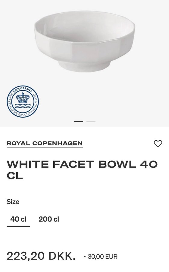 Royal Copenhagen små skålar Ø 14 cm (2 st) NYA