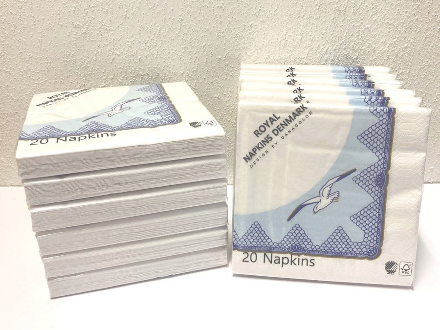 12 packs SEAGULL Lunch napkins 33cm 3ply Royal Copenhagen