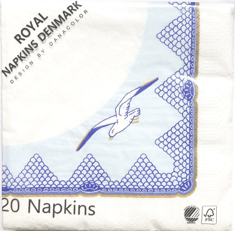 12 packs SEAGULL Lunch napkins 33cm 3ply Royal Copenhagen