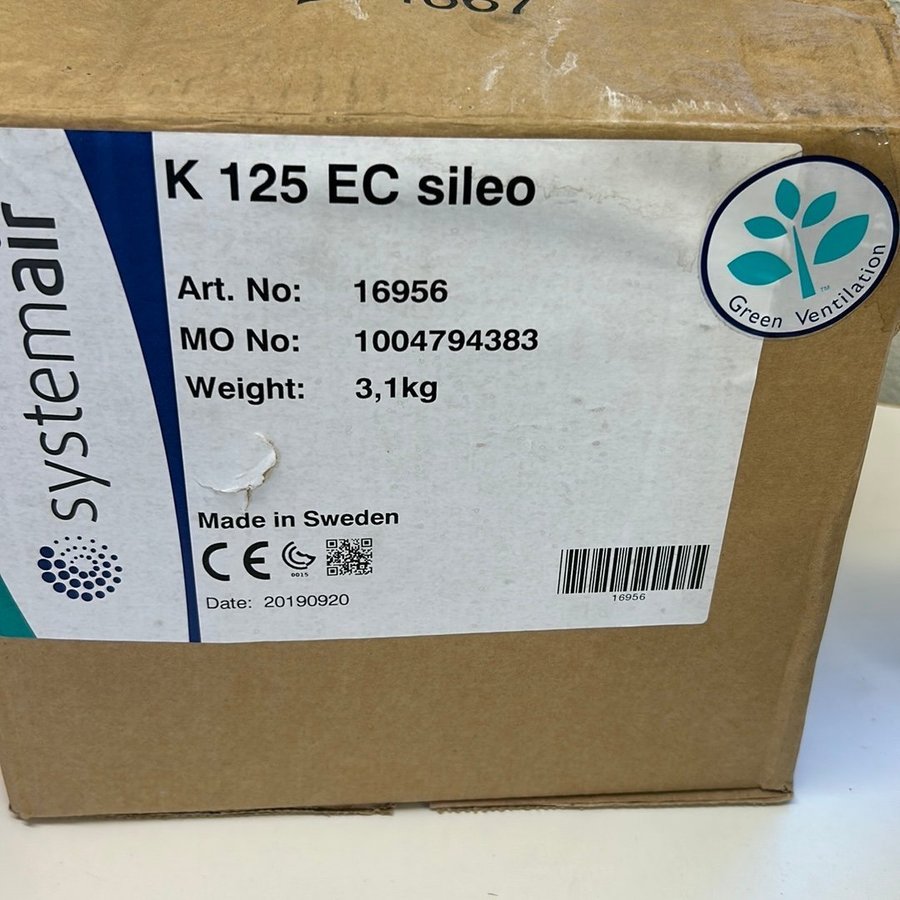 SystemAir K 125 EC Sileo Fläkt