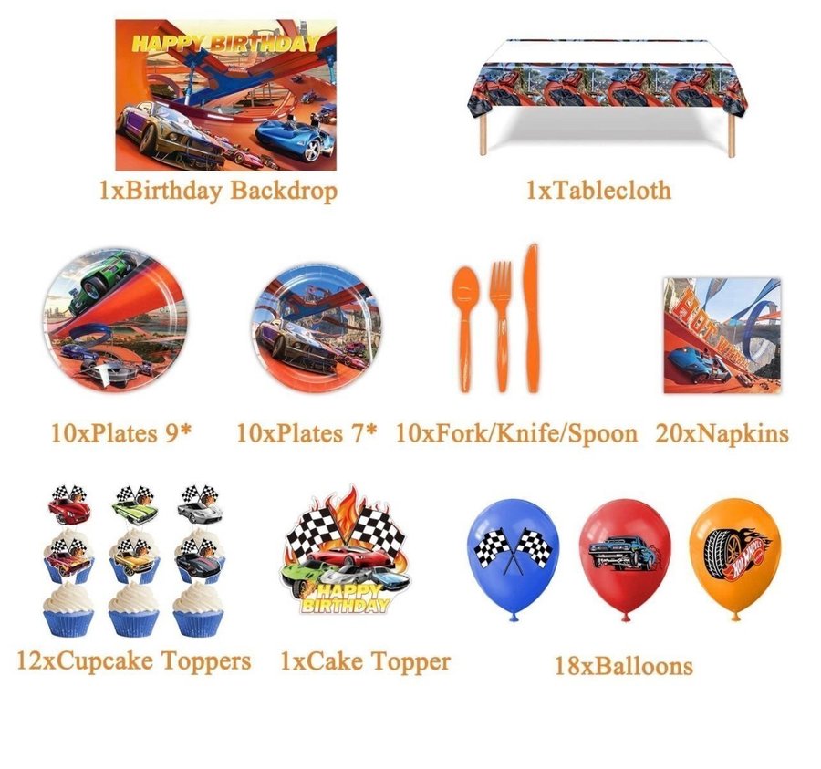 Hot Wheels kalasset födelsedag 10pers