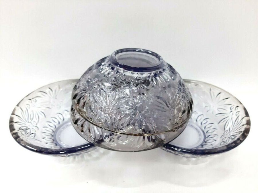 Four Vintage Pressed Purple Glass Dessert Bowls(2.2)